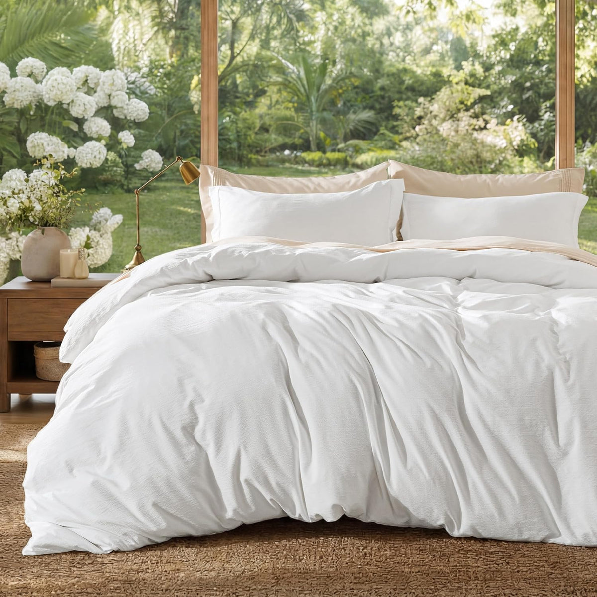 Bedsure Prewashed Duvet Cover Queen, Cotton-Like Soft Bedding Set, Navy
