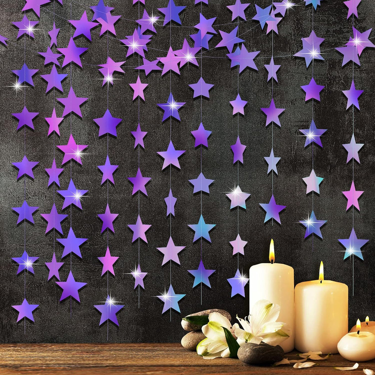 Patelai 130 ft Star Garland Banner Decor, Gold