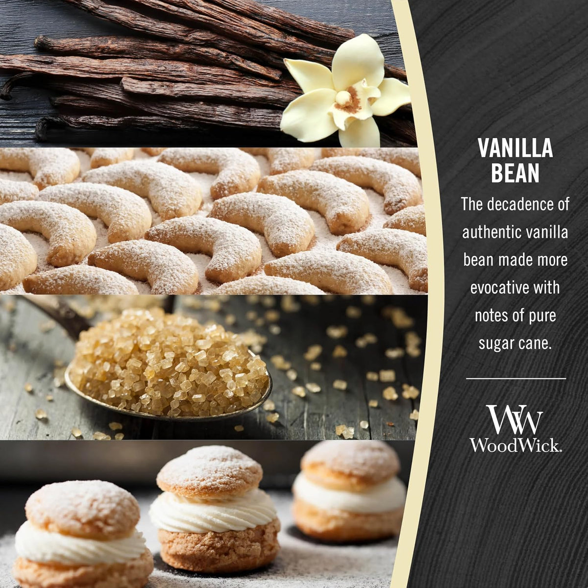 WoodWick Vanilla Bean Scented Candle, Crackling Wick, 9.7oz